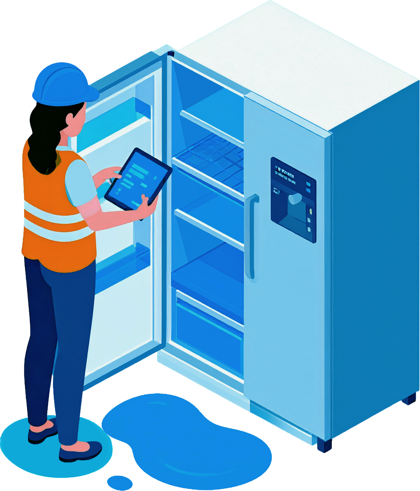 Technician using AI assistant with industrial equipment